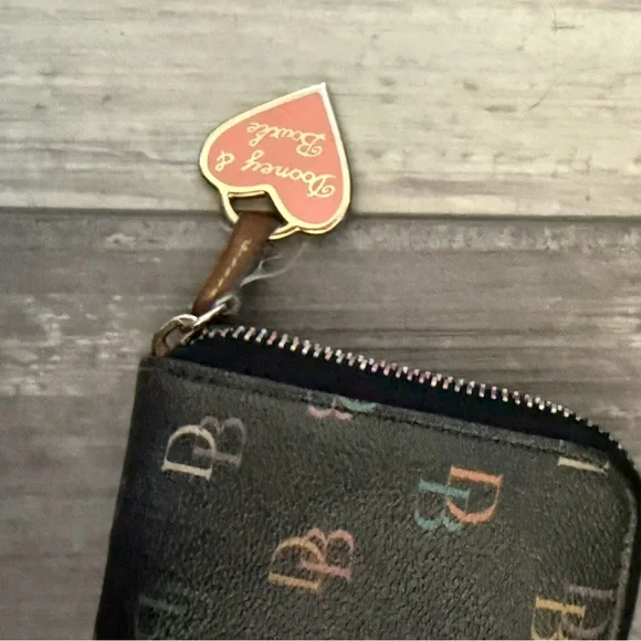 Dooney and Bourke Black Multicolor Logo Wallet - Picture 2 of 8